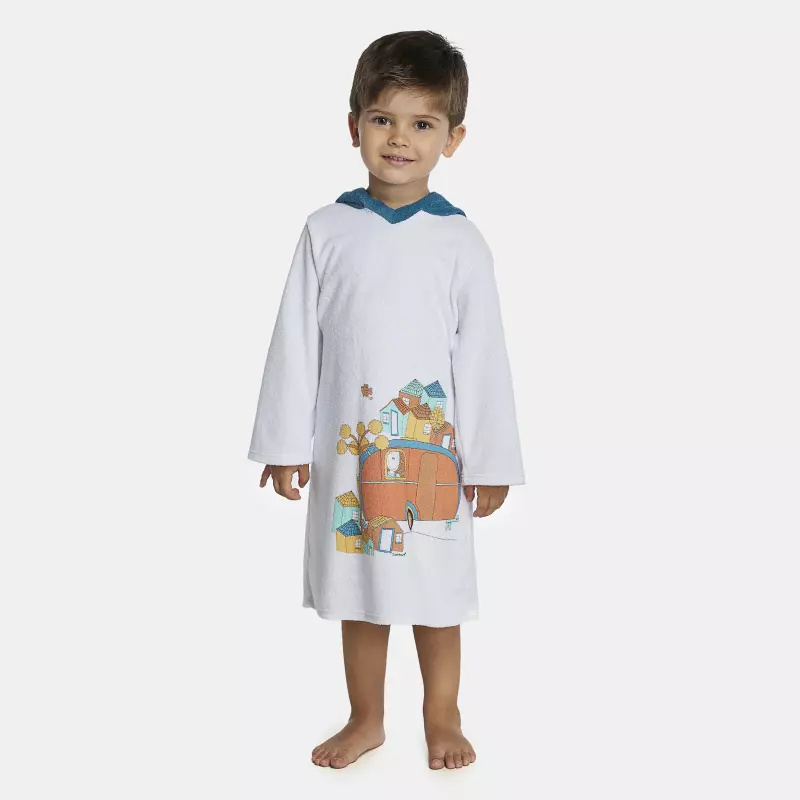 Roupão Masculino Baby Manga Longa Fechado Com Capuz Atoalhado