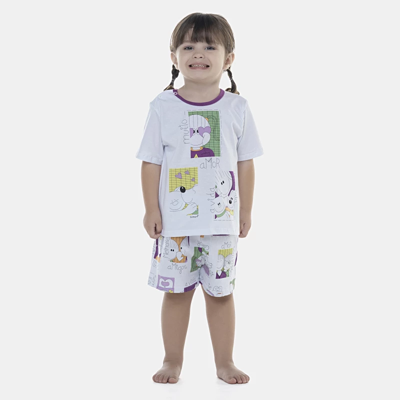 Pijama Feminino Baby Manga Curta e Short