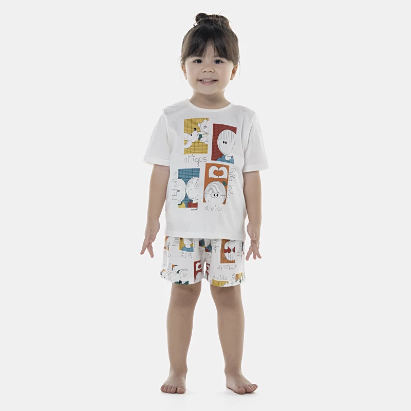 Pijama Feminino Baby Manga Curta e Short
