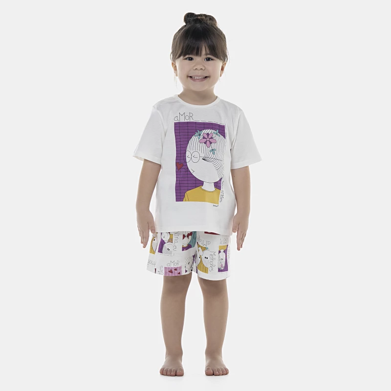 Pijama Feminino Baby Manga Curta e Short