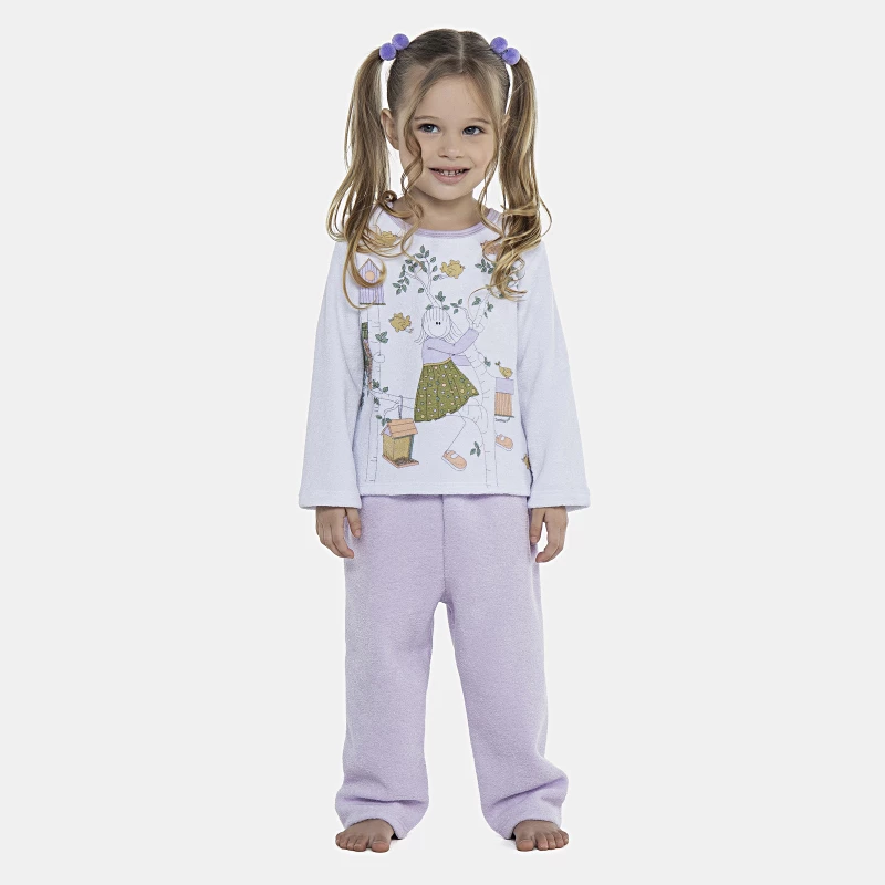 Pijama Feminino Baby Manga Longa e Calça Plush