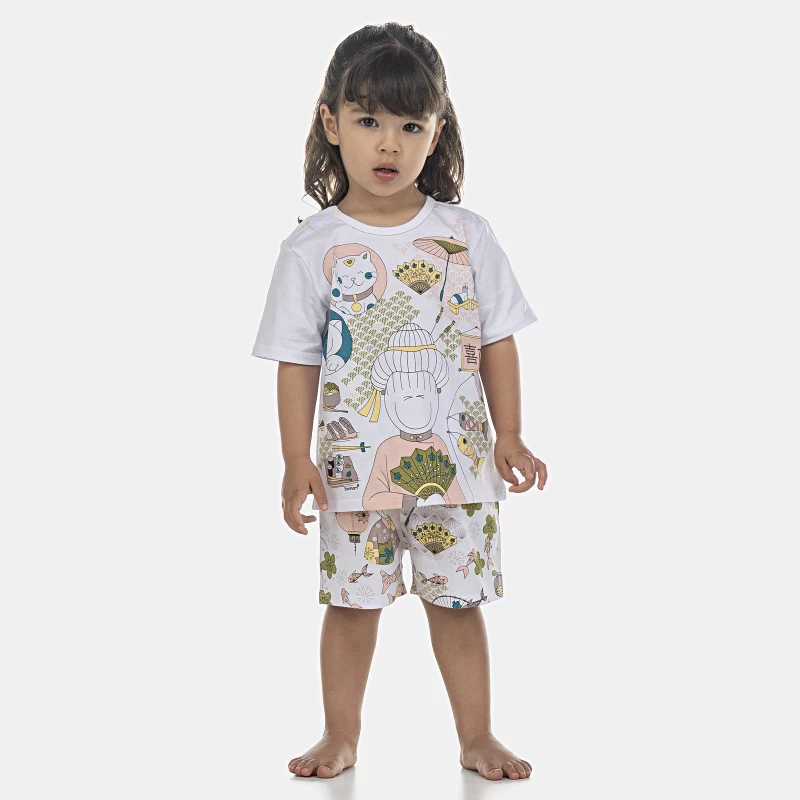 Pijama Feminino Baby Manga Curta e Short