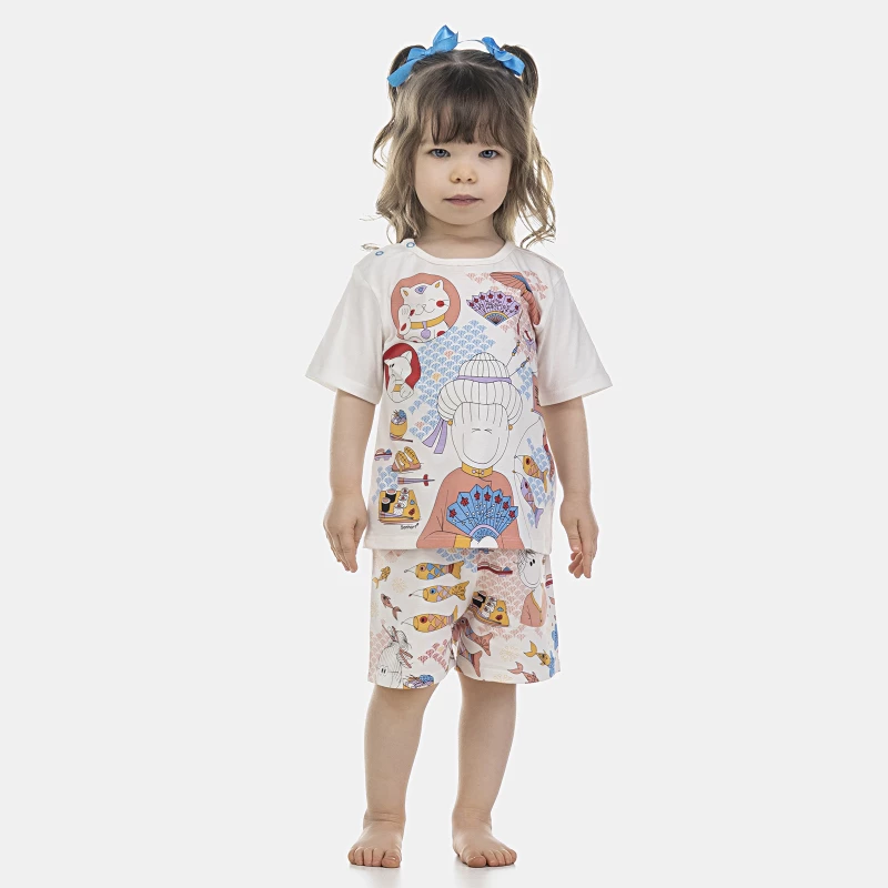 Pijama Feminino Baby Manga Curta e Short