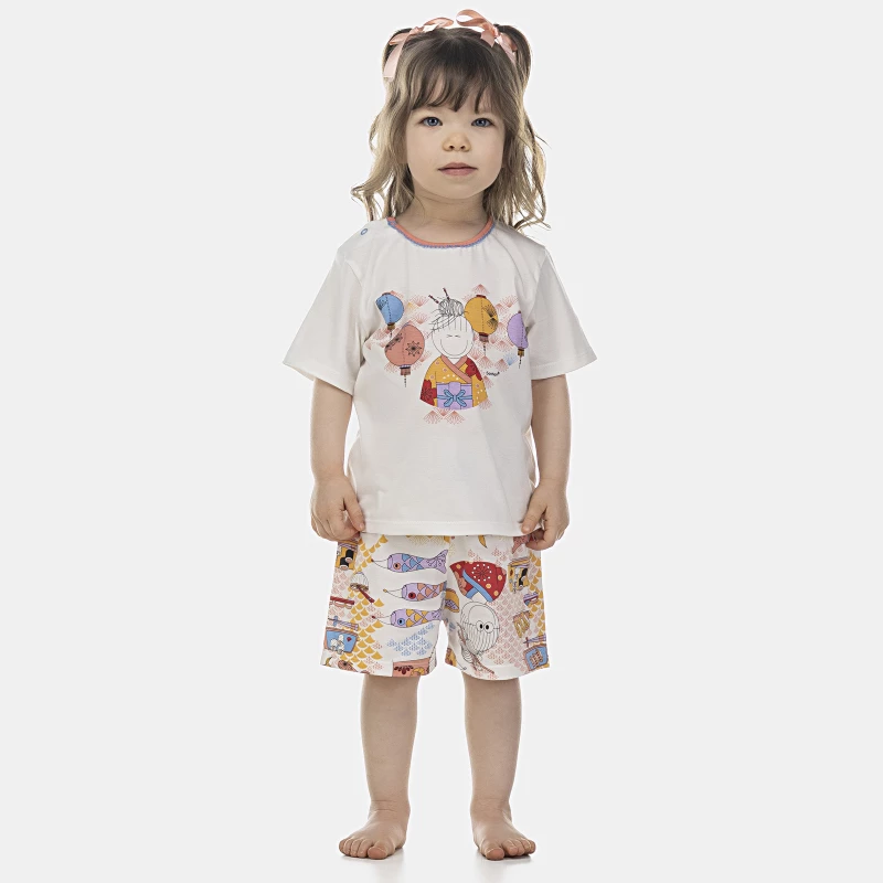 Pijama Feminino Baby Manga Curta e Short