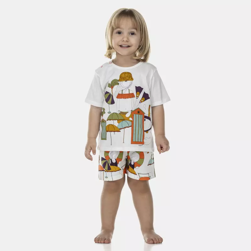 Pijama Feminino Baby Manga Curta e Short