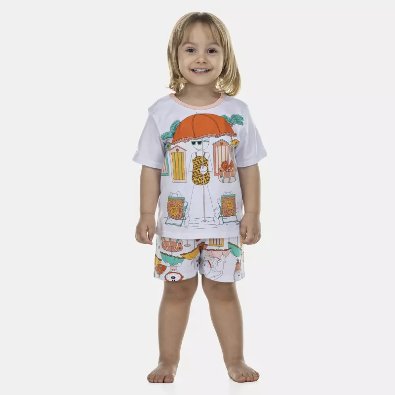 Pijama Feminino Baby Manga Curta e Short
