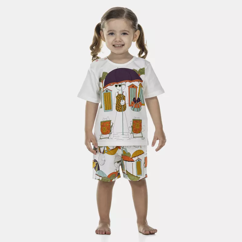 Pijama Feminino Baby Manga Curta e Short