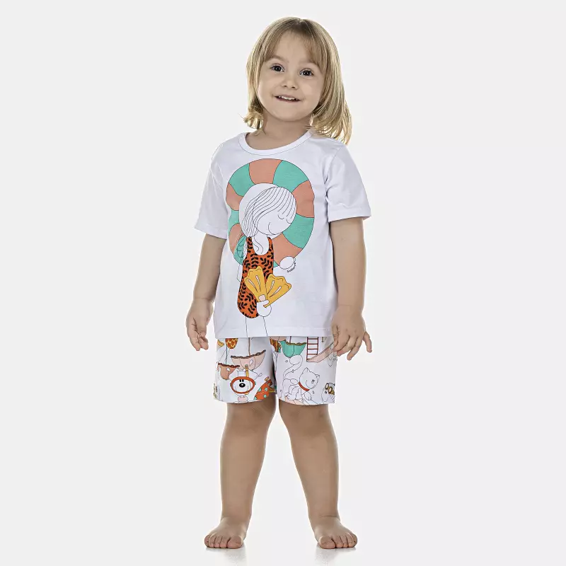 Pijama Feminino Baby Manga Curta e Short