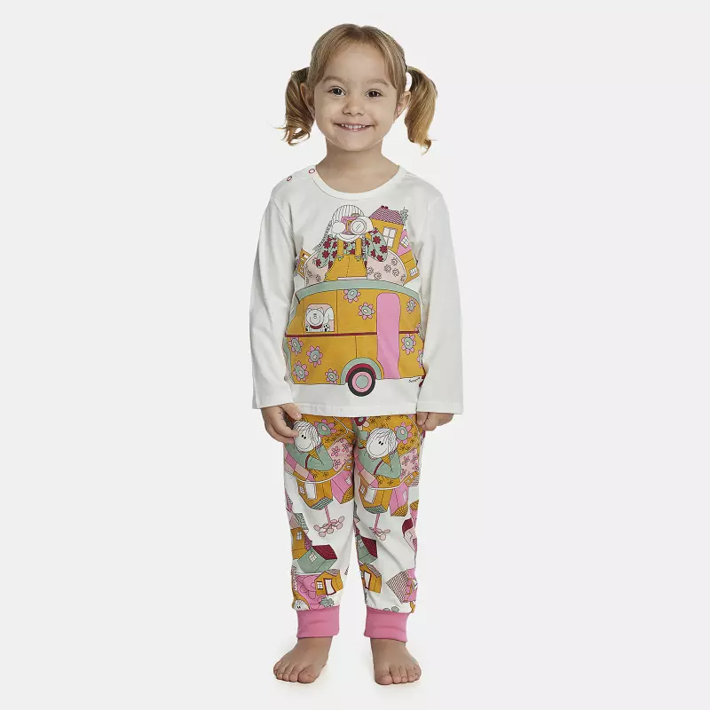 Pijama Feminino Baby Manga Longa e Calça Com Punhos