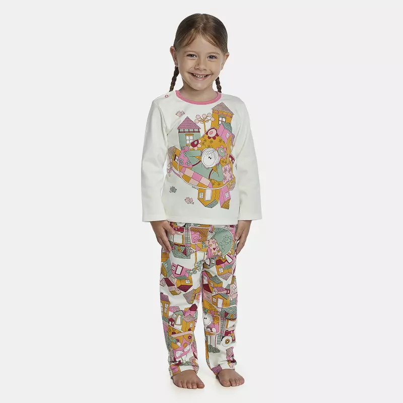 Pijama Feminino Baby Manga Longa e Calça Moletinho