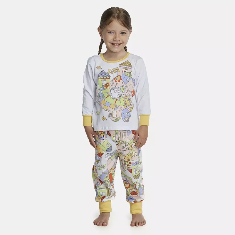 Pijama Feminino Baby Manga Longa e Calça Com Punhos
