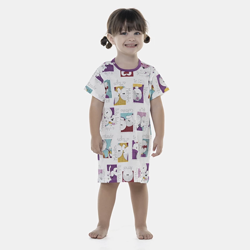 Camisão Feminino Baby Manga Curta