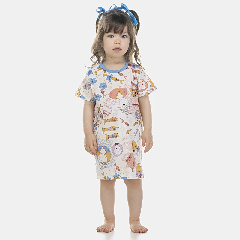 Camisão Feminino Baby Manga Curta