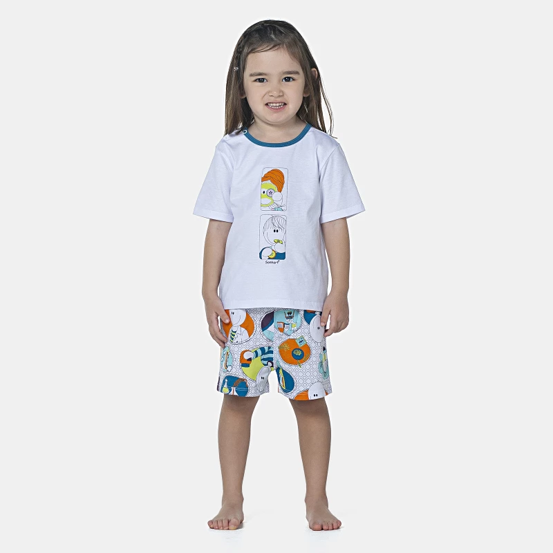 Pijama Baby Manga Curta e Short Unissex