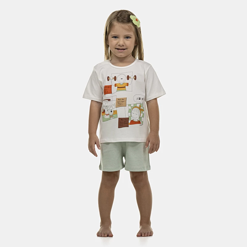 Pijama Baby Manga Curta e Short Unissex
