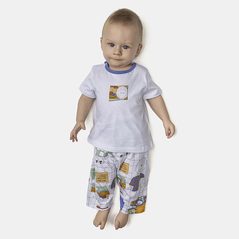 Pijama Masculino Bebê Manga Curta e Calça