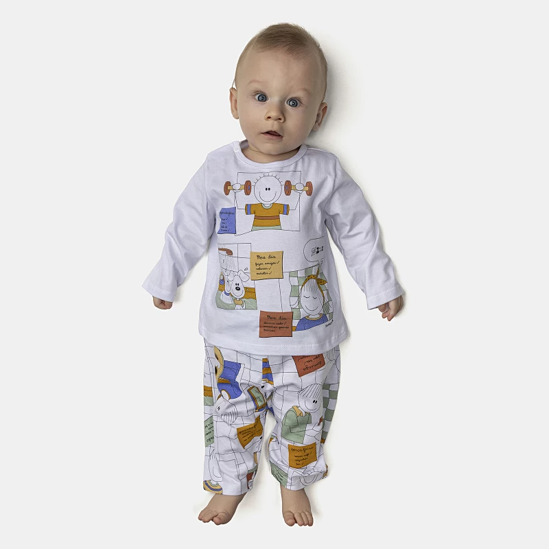 Pijama Masculino Bebê Manga Longa e Calça