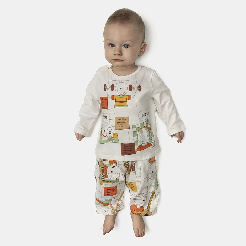 Pijama Masculino Bebê Manga Longa e Calça