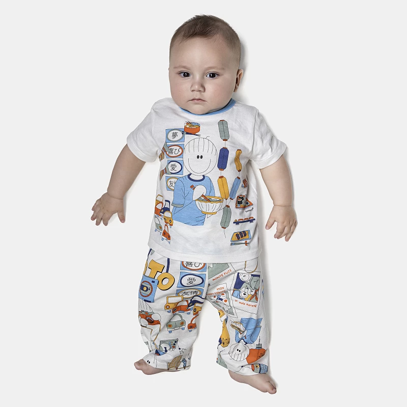 Pijama Masculino Bebê Manga Curta e Calça