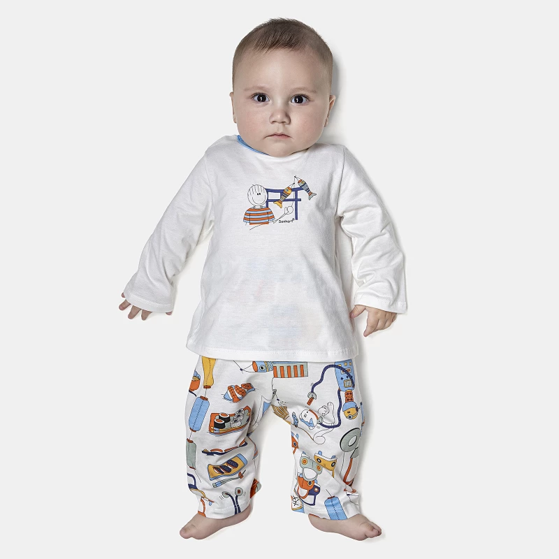 Pijama Masculino Bebê Manga Longa e Calça