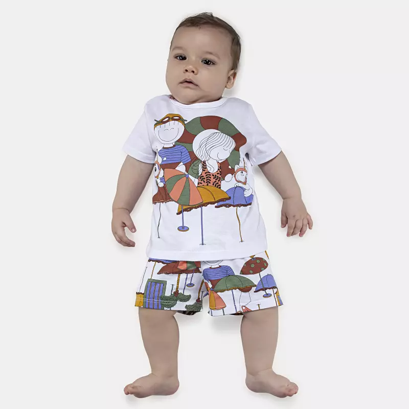 Pijama Masculino Bebê Manga Curta e Short