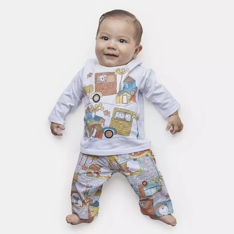Pijama Masculino Bebe Manga Longa e Calça