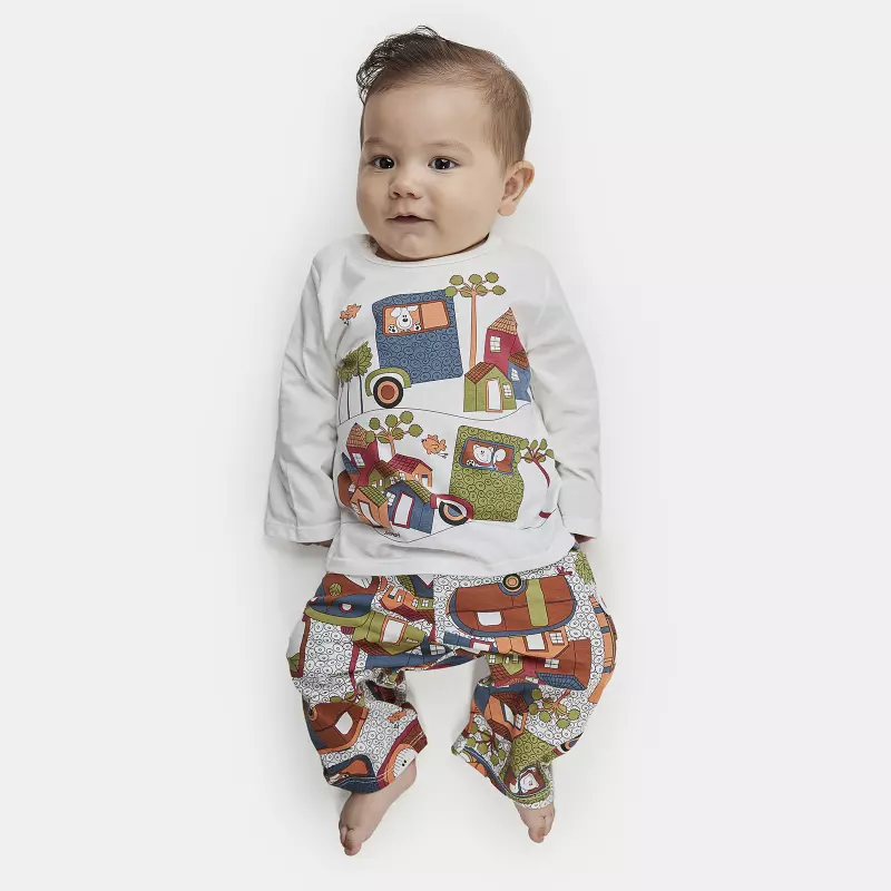Pijama Masculino Bebe Manga Longa e Calça
