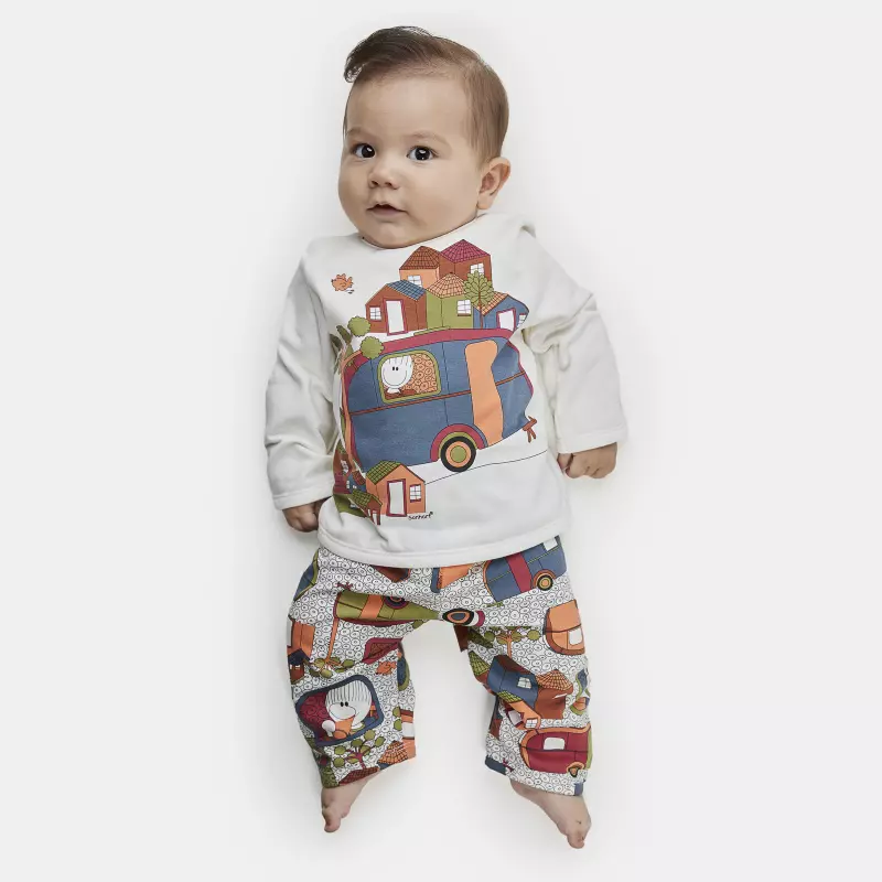 Pijama Masculino Bebe Manga Longa e Calça Moletinho