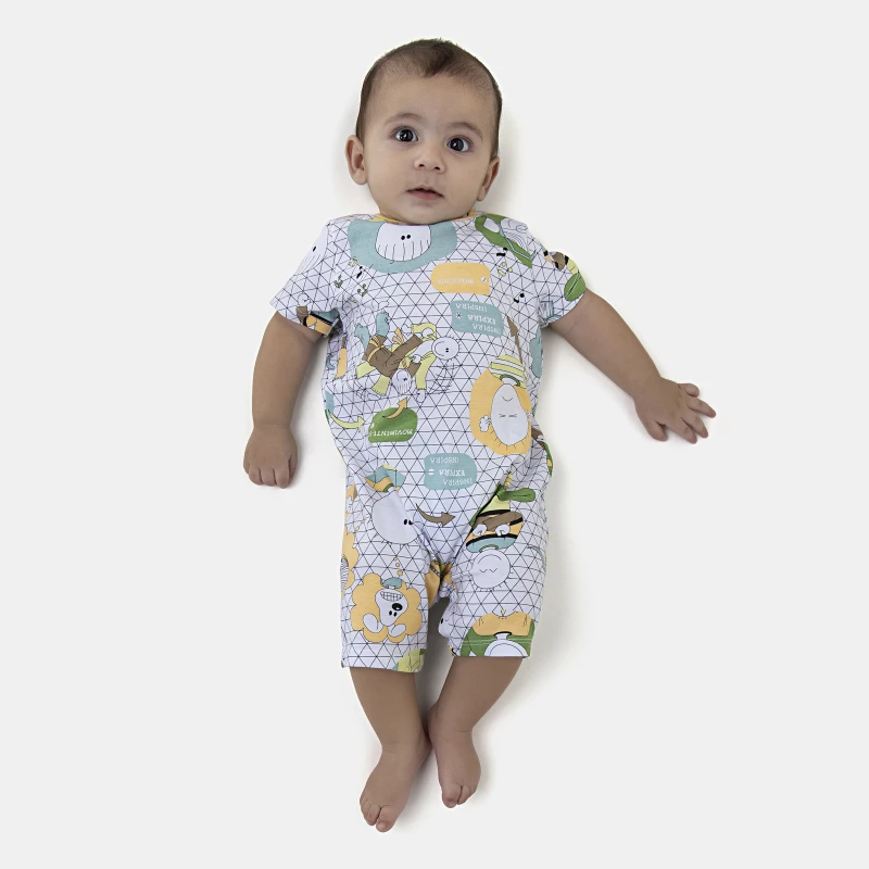 Macacão Masculino Bebe Manga Curta