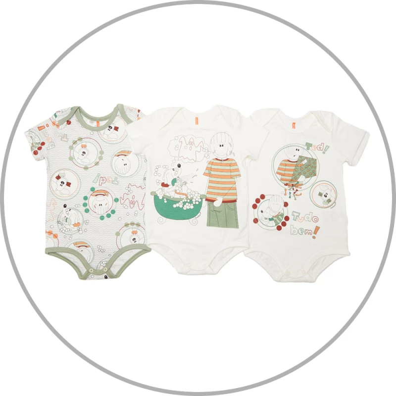 Kit Body Masculino Bebe Manga Curta