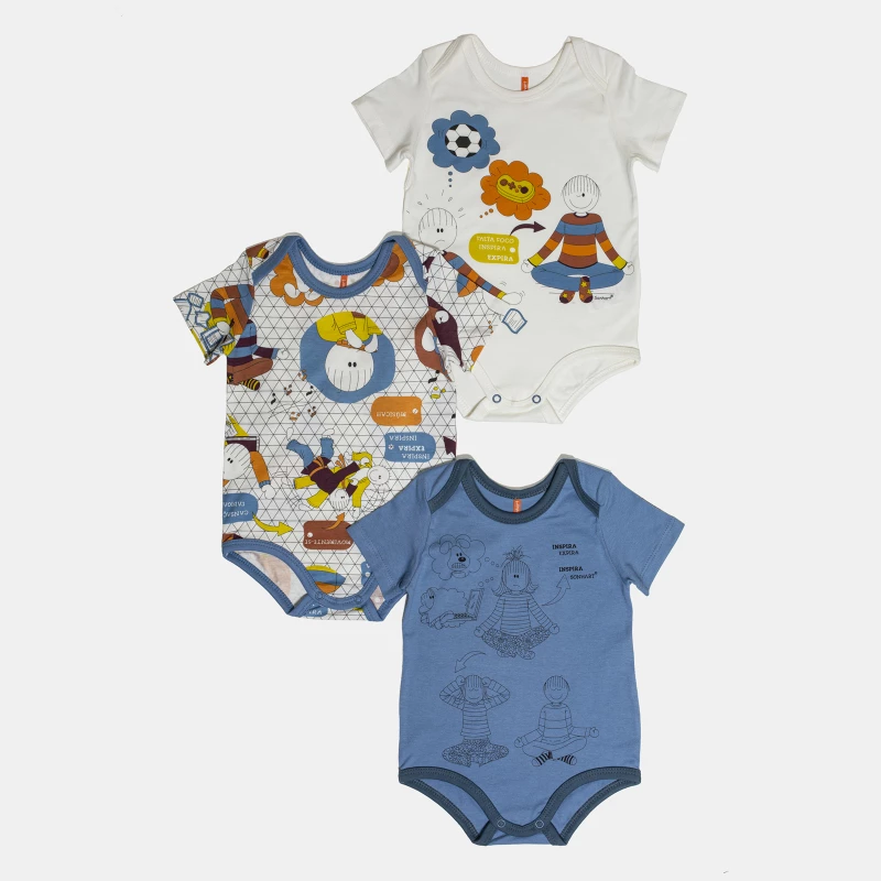 Kit Body Masculino Bebe Manga Curta