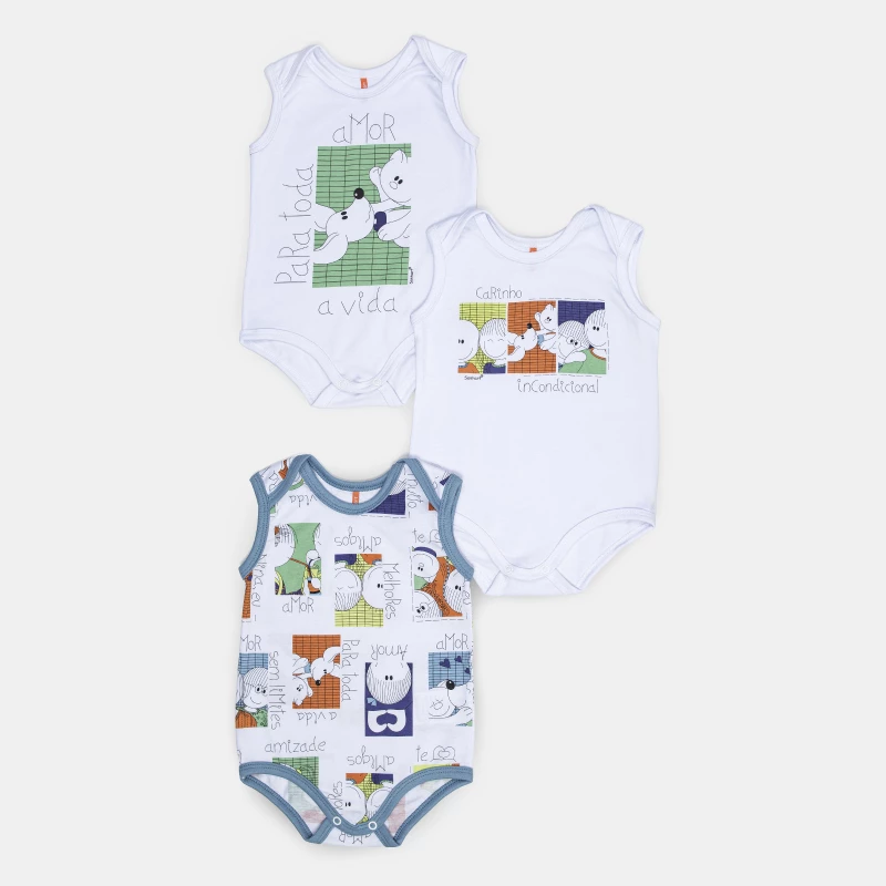 Kit Body Masculino Bebe Sem Mangas