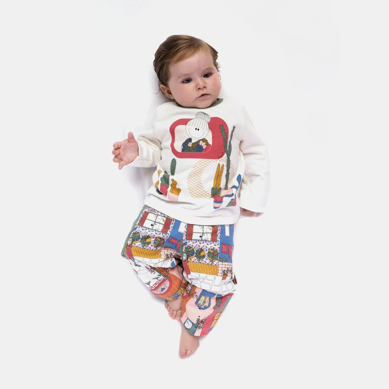 Conjunto Feminino Bebe Manga Longa e Calça Moletinho
