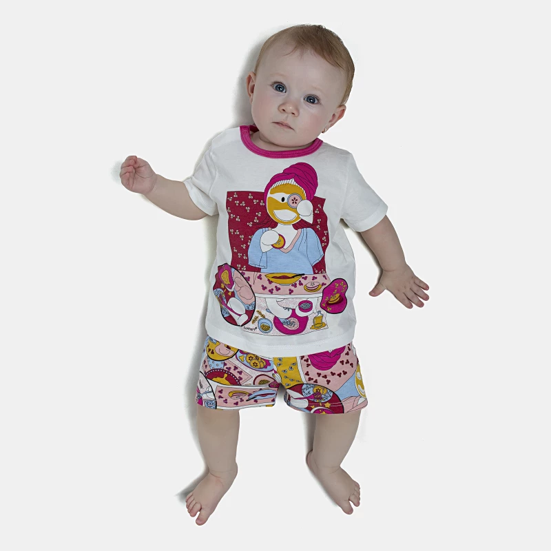 Pijama Feminino Bebe Manga Curta e Short