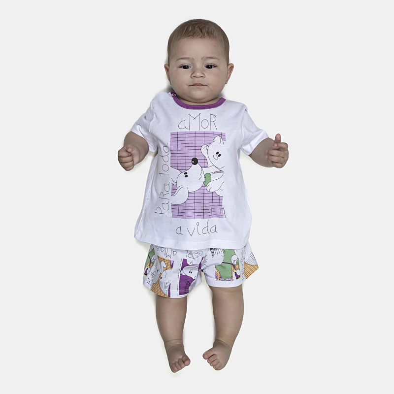 Pijama Feminino Bebe Manga Curta e Short
