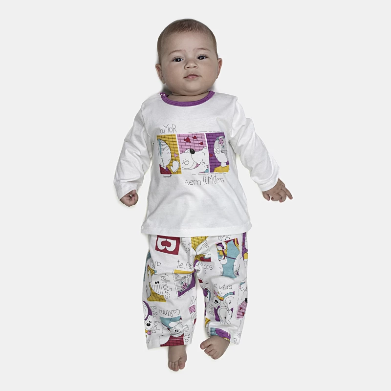 Pijama Feminino Bebe Manga Longa e Calça