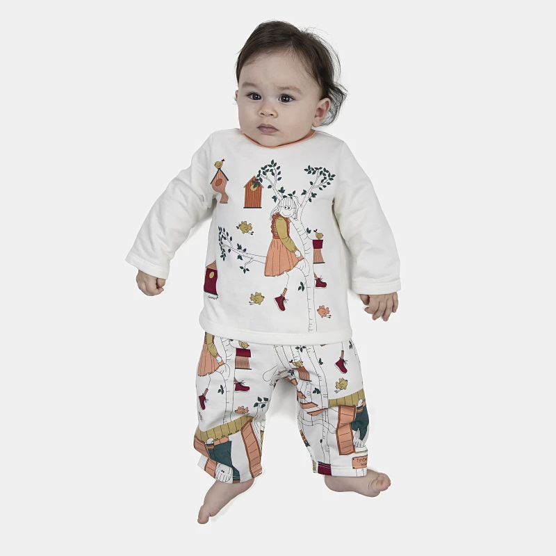 Pijama Feminino Bebe Manga Longa e Calça Moletinho