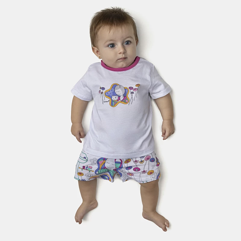 Pijama Feminino Bebê Manga Curta e Short