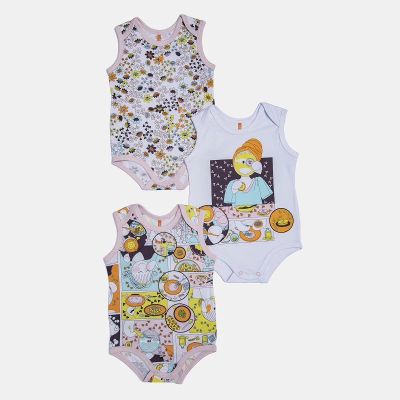 Kit Body Feminino Bebe Sem Mangas 
