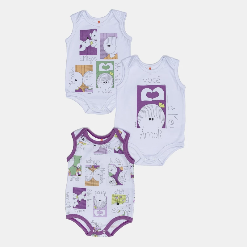 Kit Body Feminino Bebe Sem Mangas 