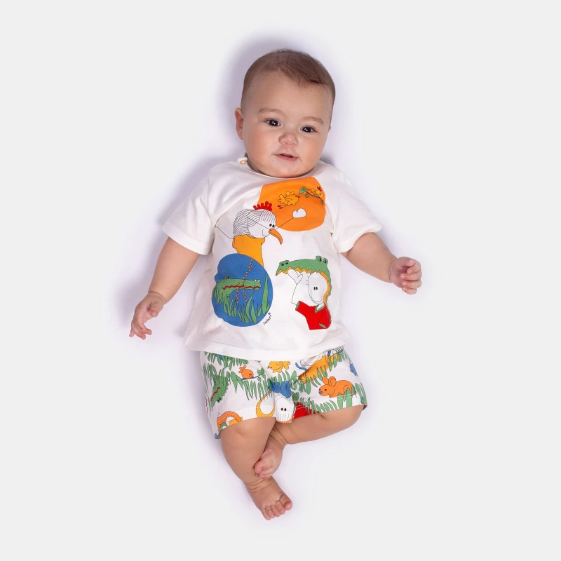 Pijama Bebê Sonhart Unissex manga curta e short Estampado 