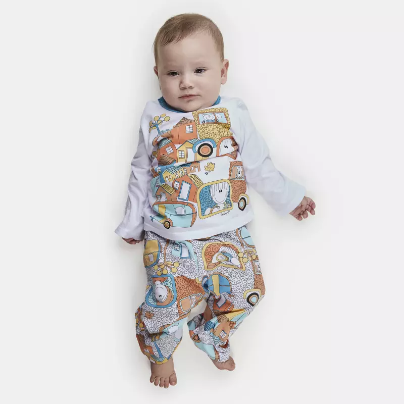 Pijama Unissex Bebê Manga Longa e Calça