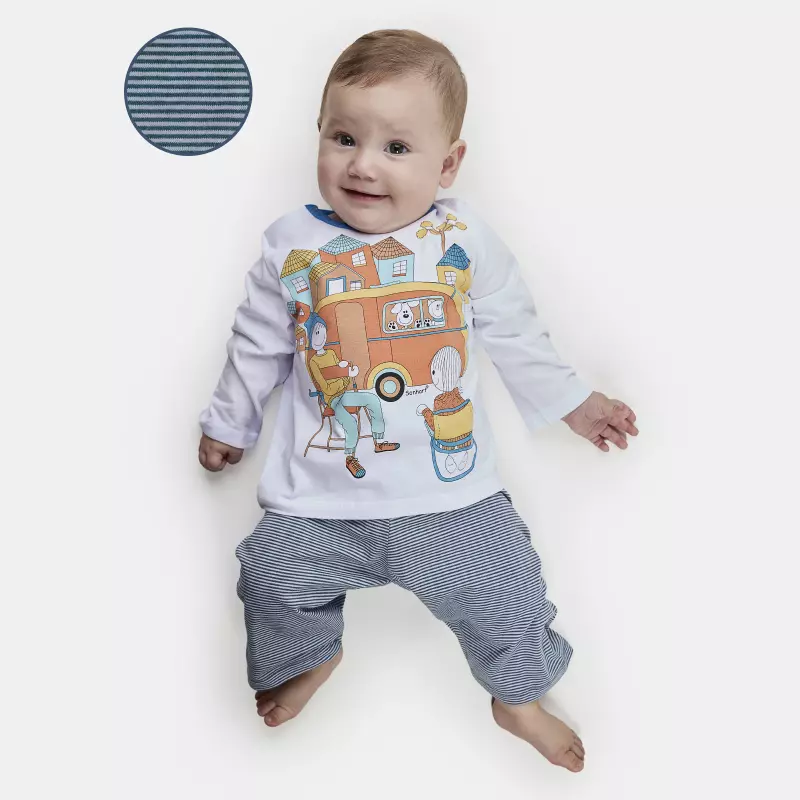 Pijama Unissex Bebê Manga Longa e Calça