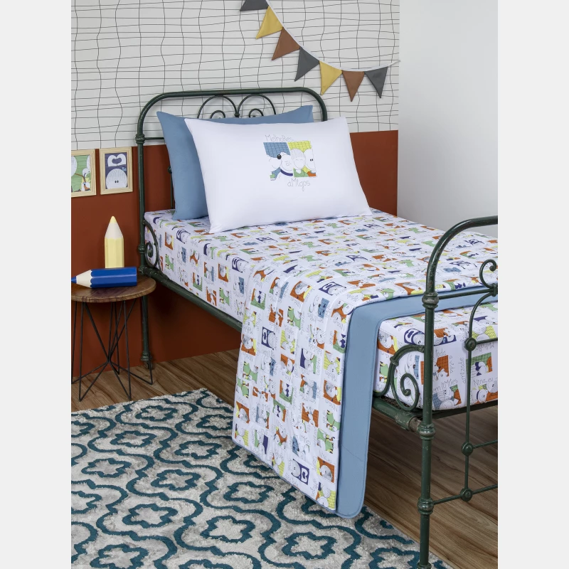 Lençol Elástico com Fronhas Casal Masculino