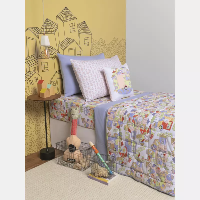 Lençol Elástico com Fronhas Solteiro Feminino