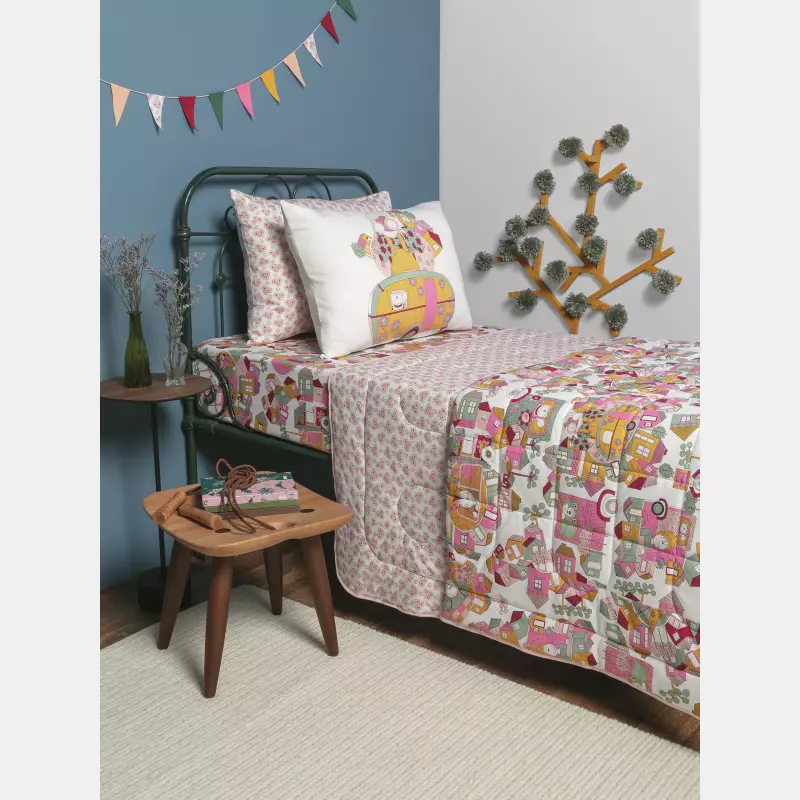 Lençol Elástico com Fronhas Solteiro Feminino