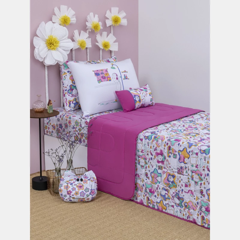 Lençol Elástico com Fronhas Berço Feminino