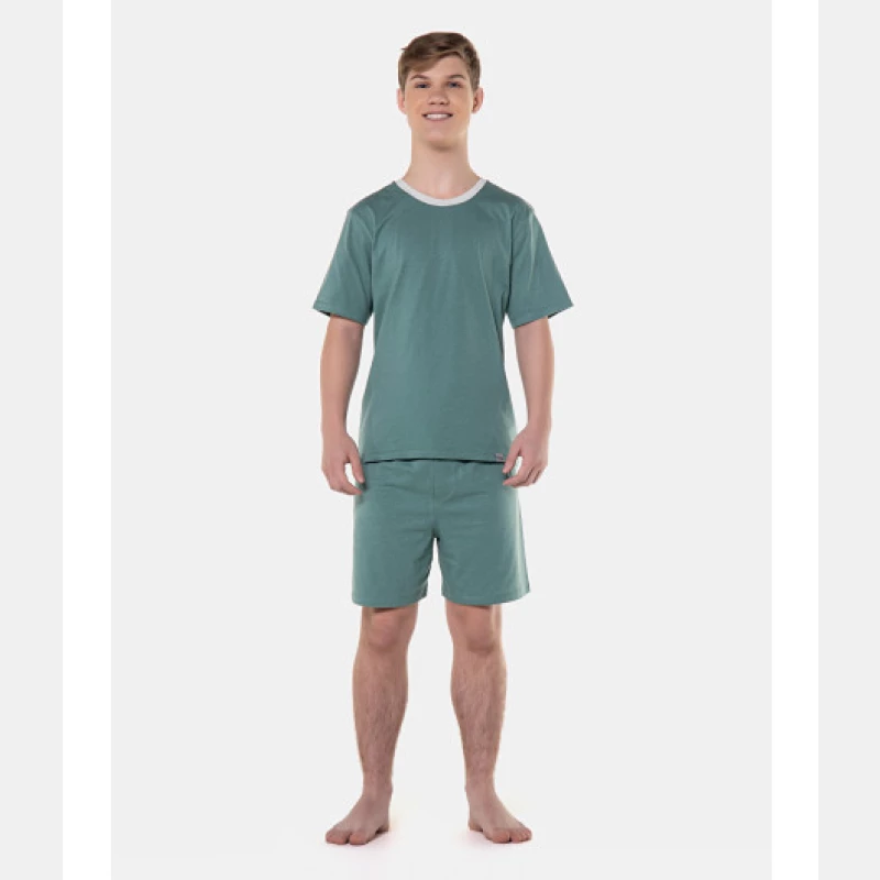 Pijama Masculino Adulto manga curta e short Verde