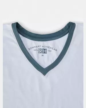 Pijama Masculino Adulto Manga Curta Decote V e Calça