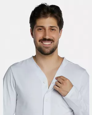 Pijama Masculino Adulto Manga Longa Com Abertura e Calça